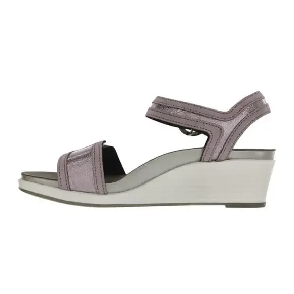 SAS Womens Seight Wedge Sandal US 9WW EU 39-40 Purple Silver Leather NIB